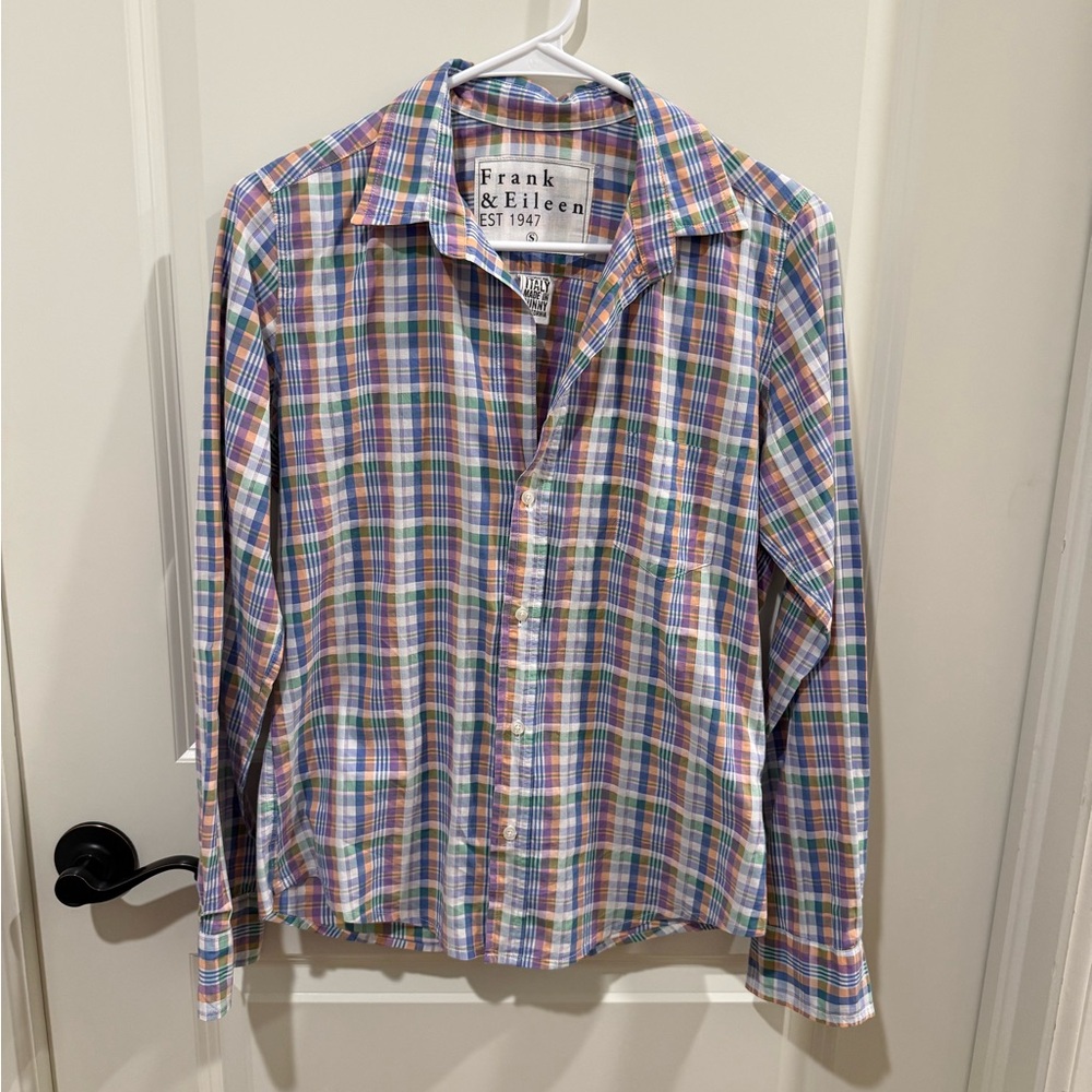 Frank & Eileen Barry Button Down Plaid Pastel Size Small